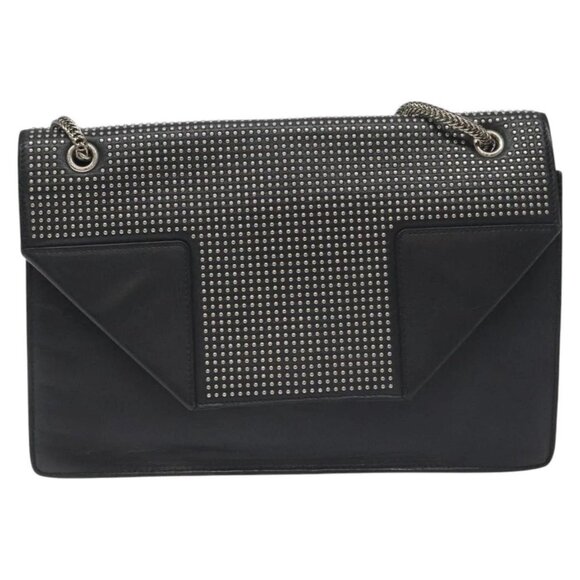 SAINT LAURENT Chain Betty Shoulder Bag Leather Black Silver Auth 130120 - Picture 10 of 15